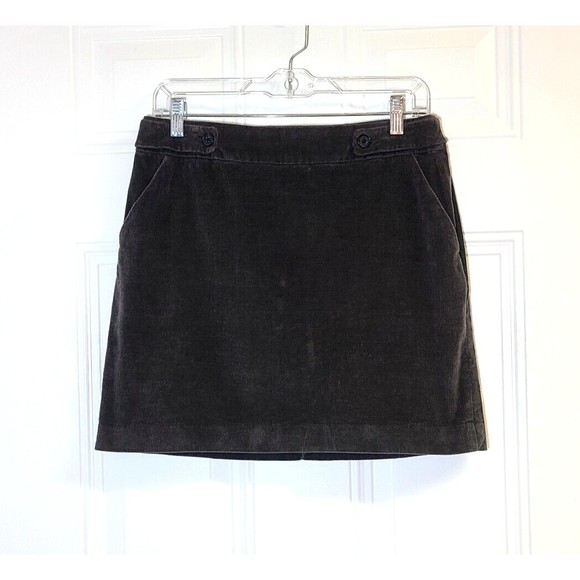 Banana Republic Skirt Mini Corduroy Gray Stretch Pockets Womens Size 6 Side Zip - Picture 1 of 10